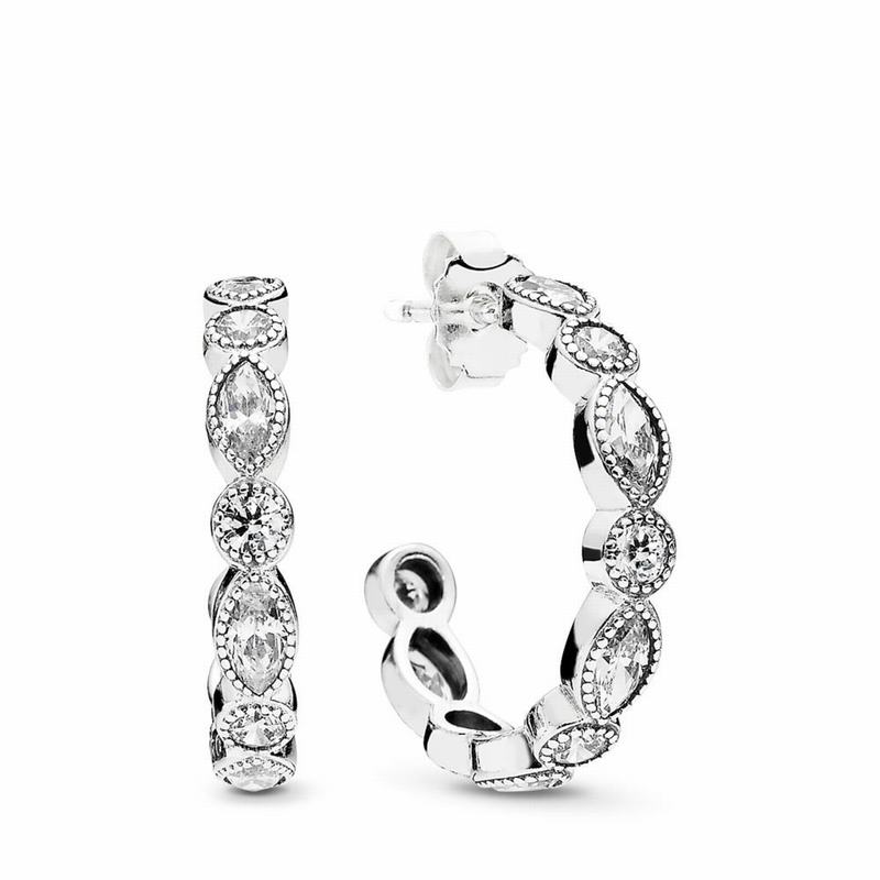 Pandora Alluring Brilliant Marquise Hoop Earrings - Sterling Silver/Cubic Zirconia - Canada | PL9944